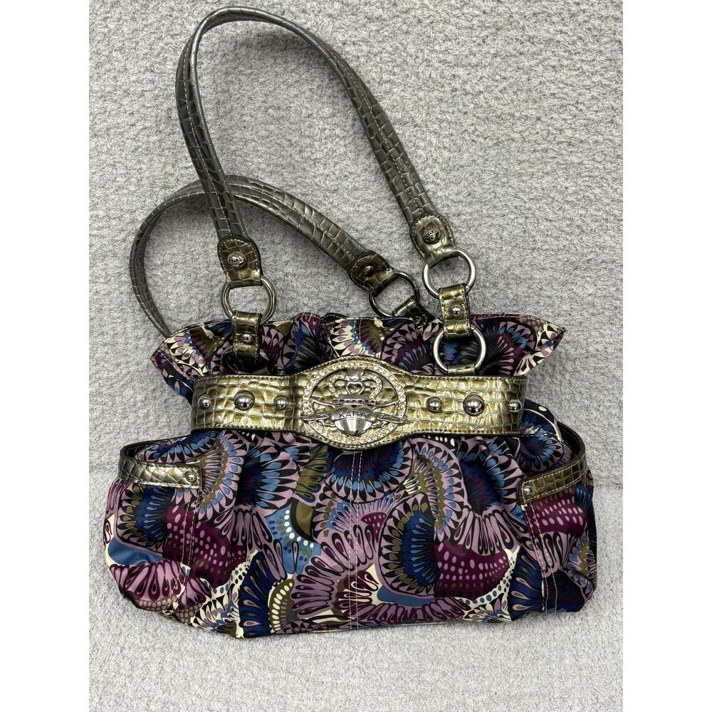 Kathy Van Zeeland Purple Print Shoulder Bag Purse #71381